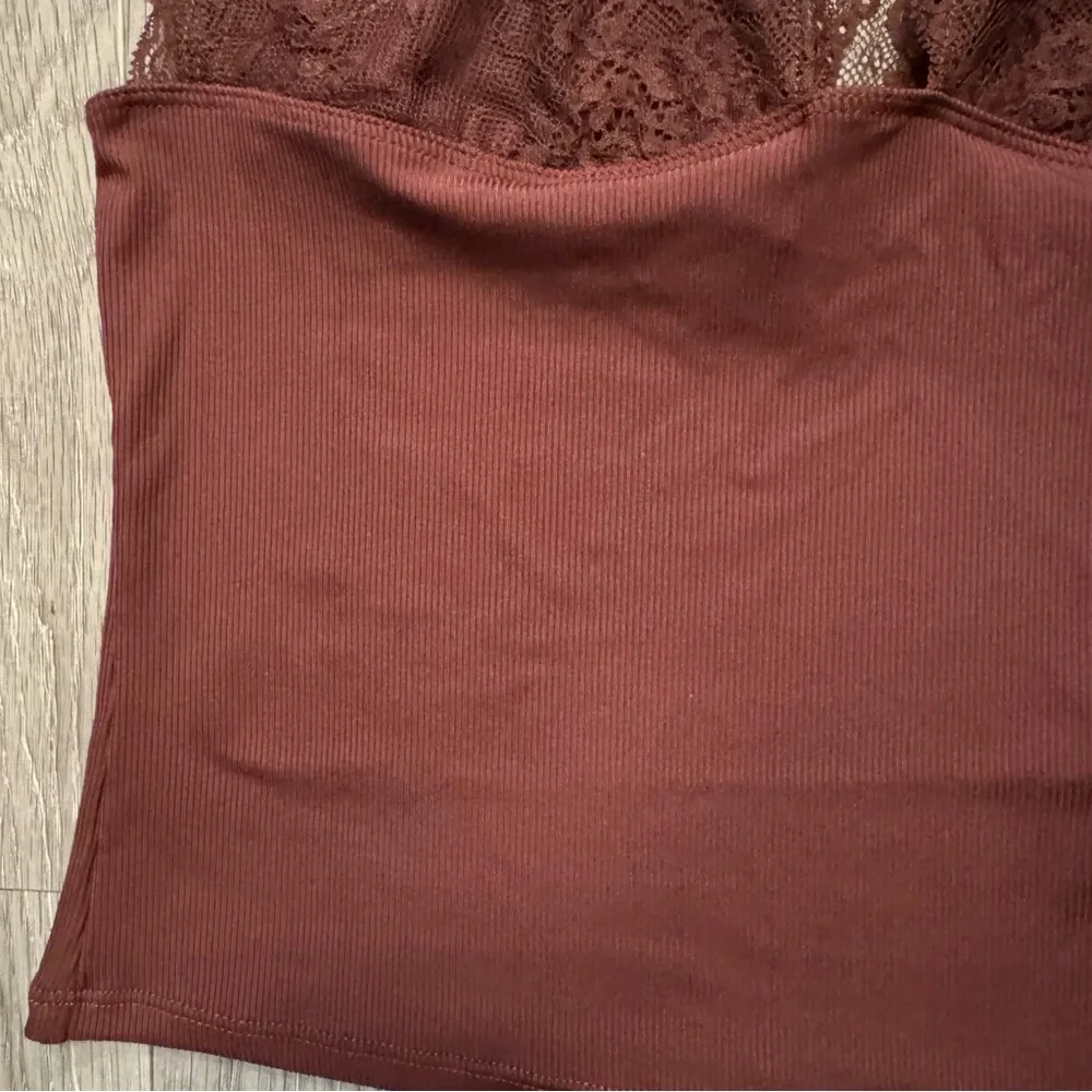 NWT Intimately FREE PEOPLE Power Play Cami Top Bittersweet Cocoa Brown Lace - Picture 5 of 12